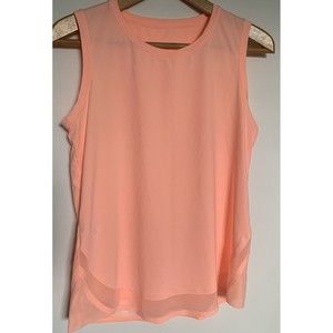 Athleta Womens Size S Cadence Crewneck Mesh Hem Athletic Tank Top Salmon